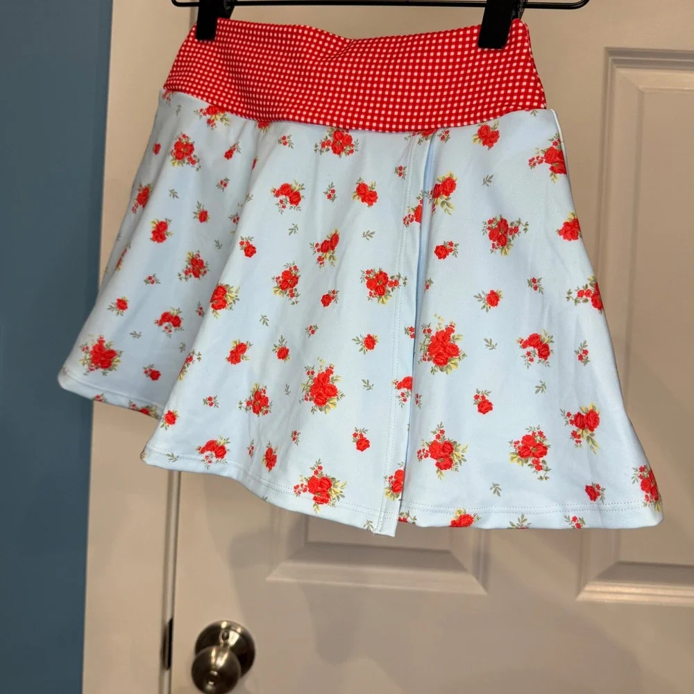 AS Revival Floral Gingham Activewear Set Skort and‎ Crop Top Size XXS